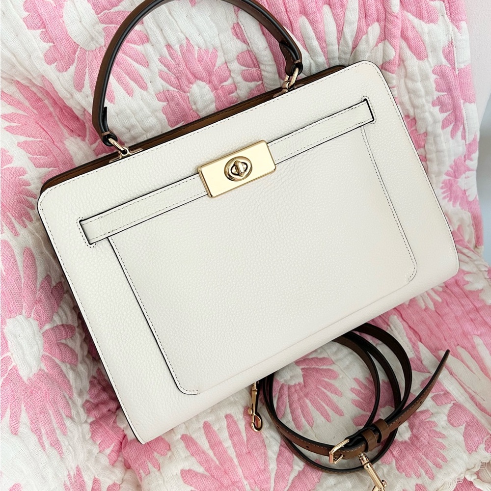 Coach White and Brown Leather Satchel
